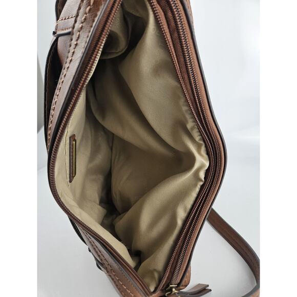 Embroidered‎ Floral Brown Rosetti PVC Leather Handbag - Picture 7 of 9